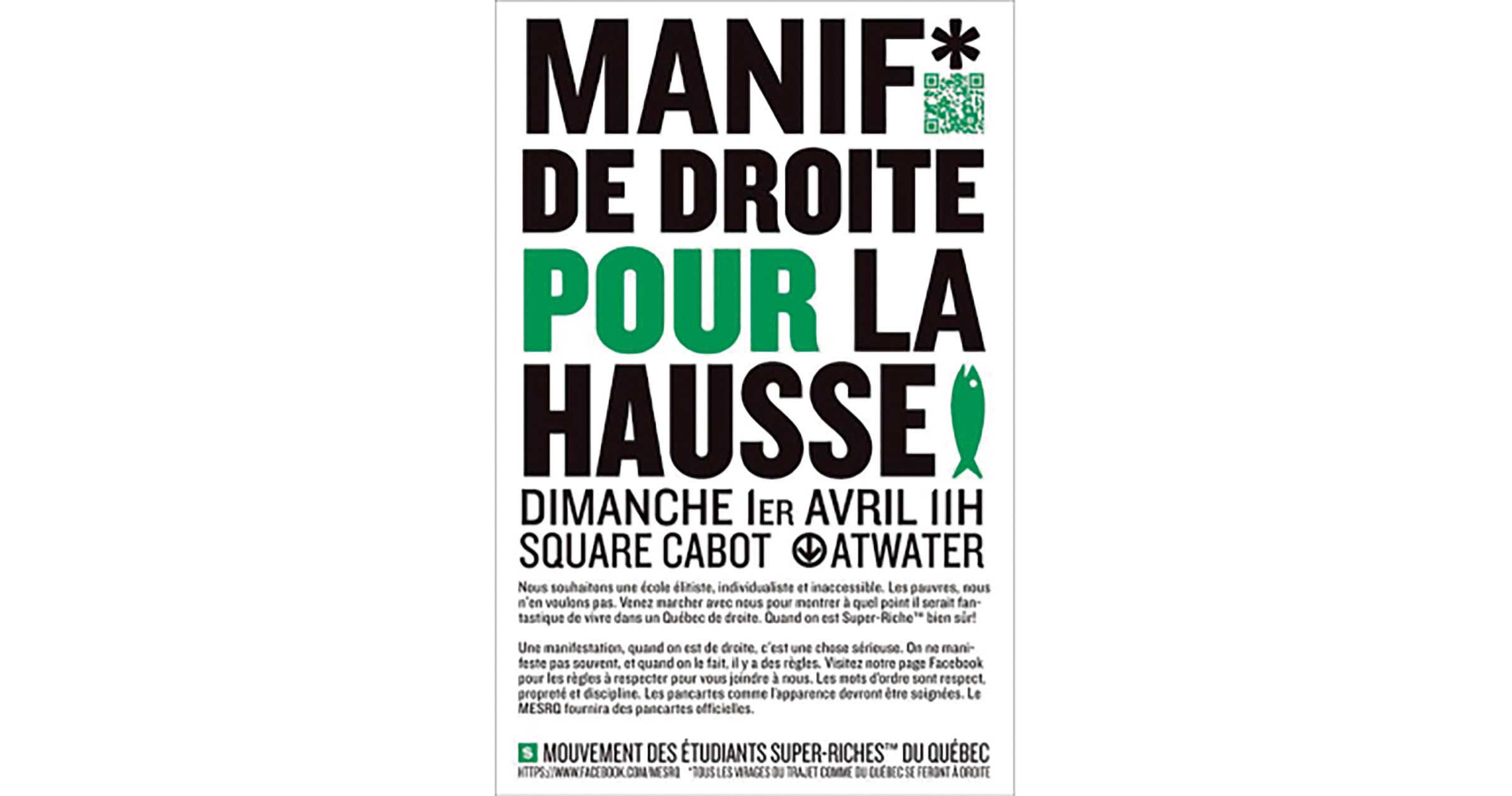 Affiche de la manifestation des étudiant·es contre la hausse de taxes